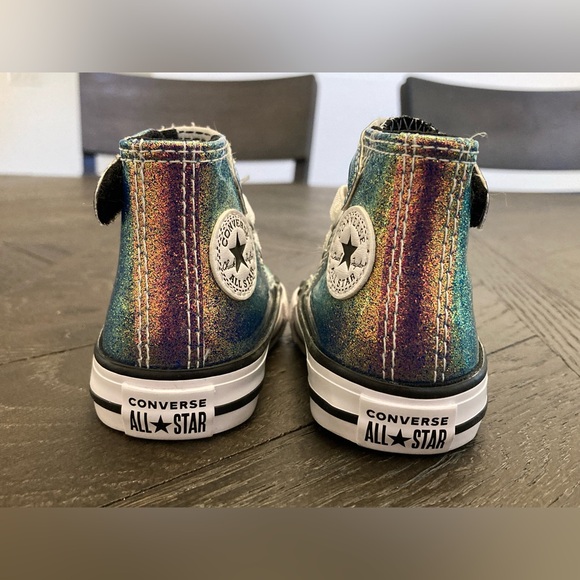 Baby Infant Converse Holographic Multicolor Slip On High Top Sneakers Size 2 - Picture 5 of 7